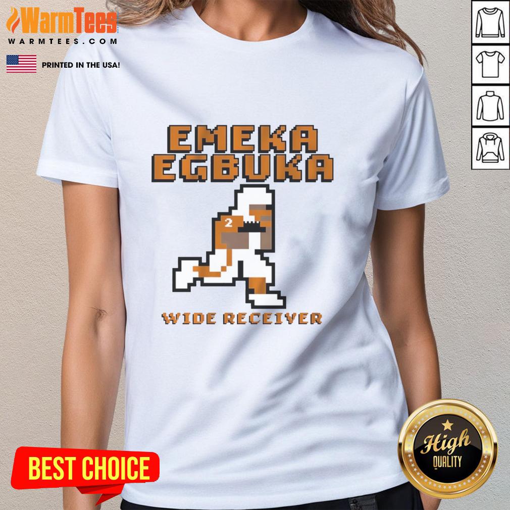 Alt Text: Premium Emeka Egbuka Ohio State Buckeyes wide receiver Pixel Ladies Tee showcasing team spirit and style.
