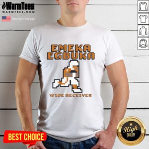 Premium Emeka Egbuka Ohio State Buckeyes wide receiver pixel T-shirt featuring vibrant graphics and comfortable fit.