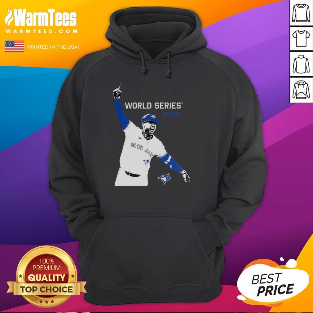 Premium George Springer Toronto Blue Jays MLB World Series 2025 graphic hoodie showcasing team pride and style.