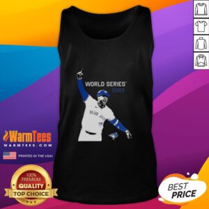 Alt Text: Premium George Springer Toronto Blue Jays MLB World Series 2025 player graphic tank top showcasing team spirit.