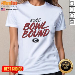 Premium Georgia Bulldogs Bowl Bound 2025 ladies tee featuring team colors and logo, perfect for game day style.