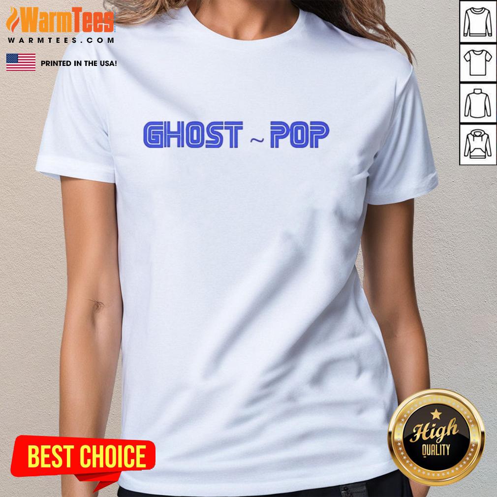 Premium Ghost Pop Logo Ladies Tee featuring a stylish design and vibrant colors, perfect for casual wear.