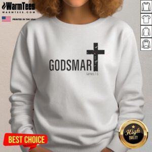 Alt Text: Premium Godsmart James 1:5 Cross Sweatshirt in black, featuring a stylish design perfect for casual wear and faith-inspired fashion.