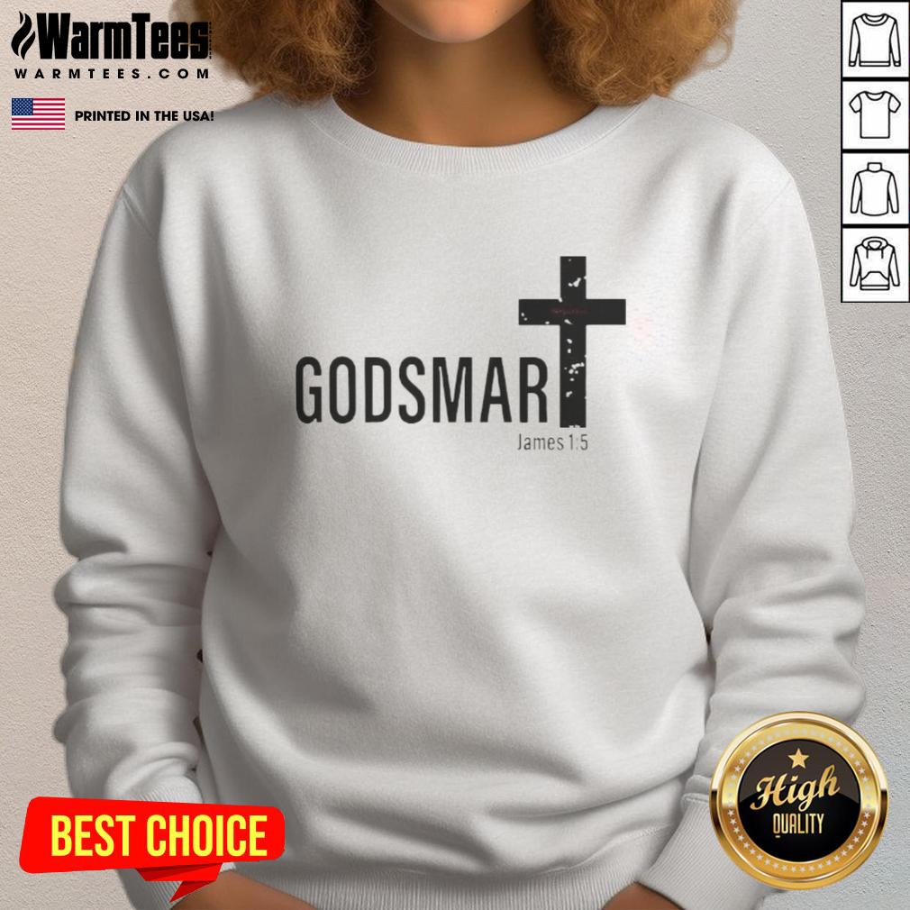 Alt Text: Premium Godsmart James 1:5 Cross Sweatshirt in black, featuring a stylish design perfect for casual wear and faith-inspired fashion.