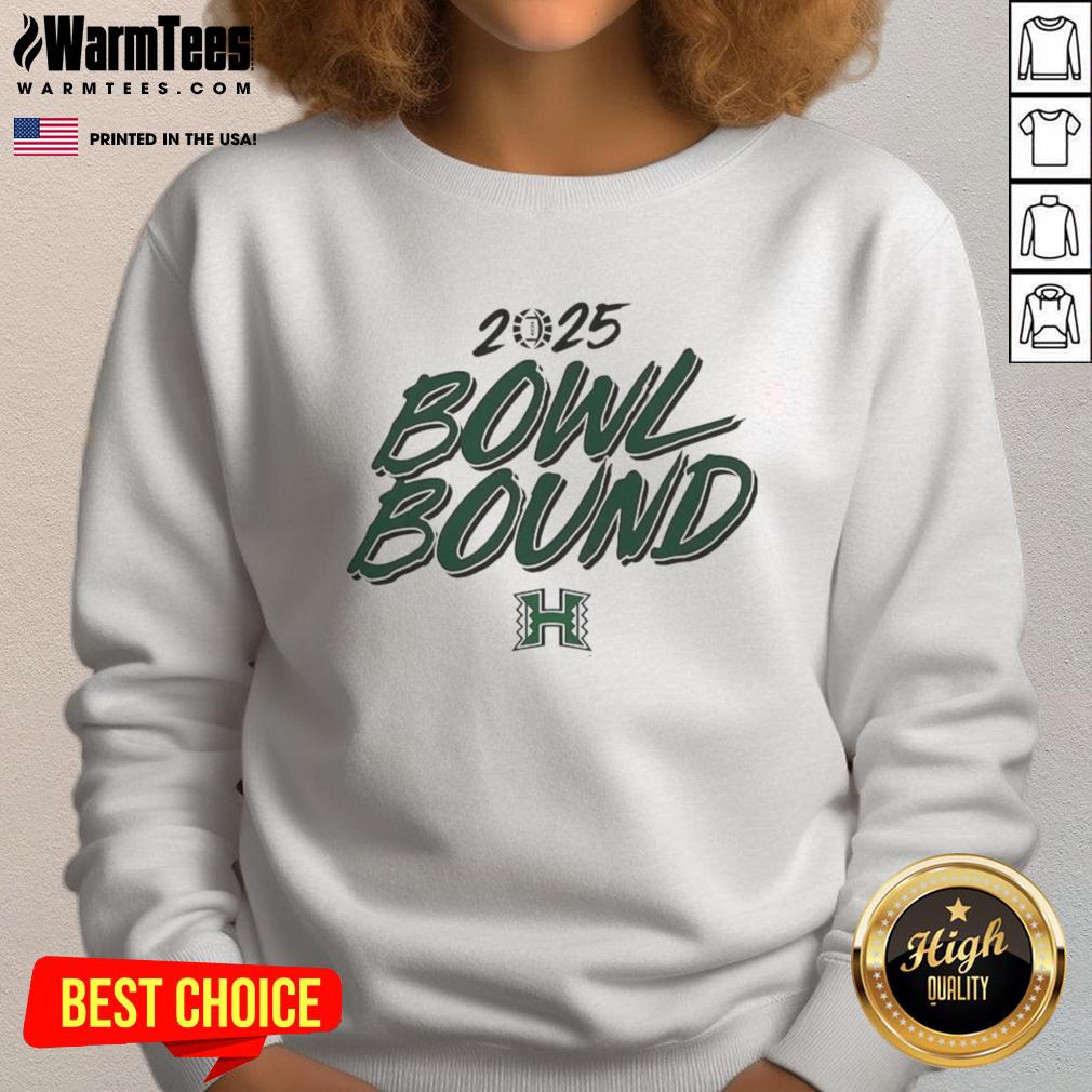 Alt Text: Premium Hawaii Rainbow Warriors Bowl Bound 2025 sweatshirt featuring vibrant colors and team logos for fans.