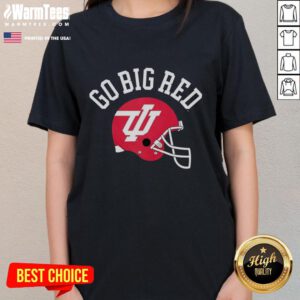 Premium Indiana Hoosiers Go Big Red Helmet ladies tee featuring bold team colors and logo, perfect for fans.