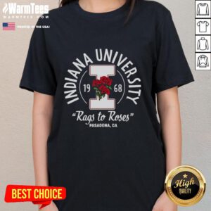Premium Indiana Hoosiers Rags to Roses 1968 ladies tee showcasing vibrant team colors and stylish design for fans.