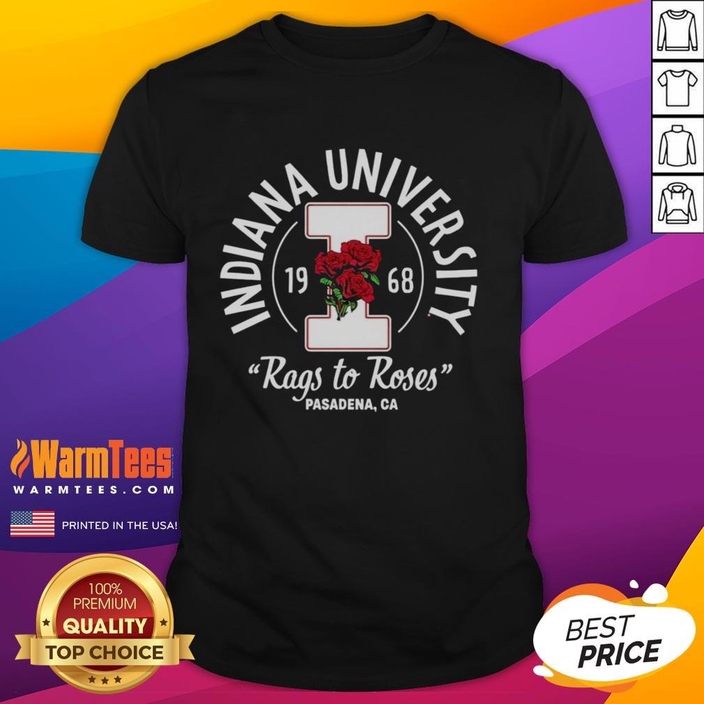 Alt Text: Premium Indiana Hoosiers Rags To Roses 1968 T-Shirt featuring vintage design and iconic team colors. Perfect for fans!