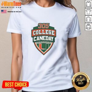 Premium Miami Hurricanes Football 305 College Caneday Ladies Tee featuring vibrant team colors and stylish design.