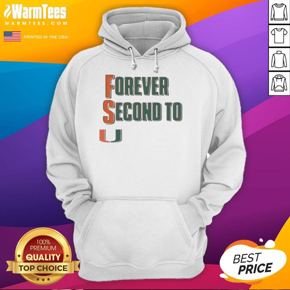 Premium Miami Hurricanes Forever Second To U Hoodie in vibrant colors, perfect for fans of Miami Hurricanes apparel.