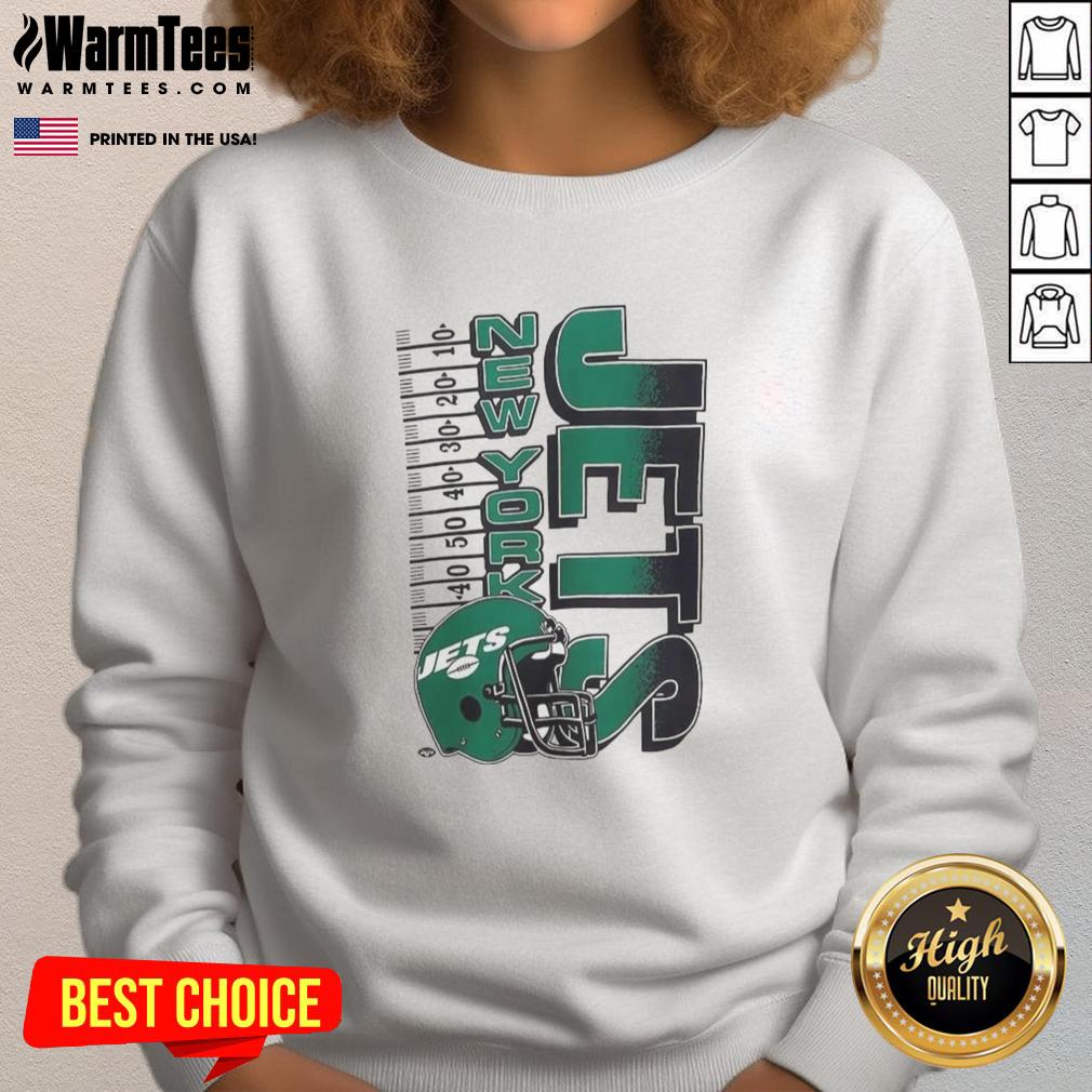 Alt Text: Premium New York Jets NFL 2025 yardage helmet vintage sweatshirt in green, showcasing team pride and classic style.