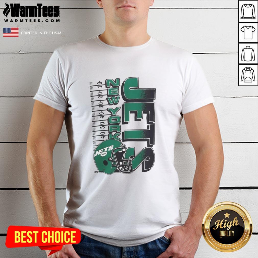 Premium New York Jets NFL 2025 Yardage Helmet vintage T-shirt showcasing team pride and retro style.