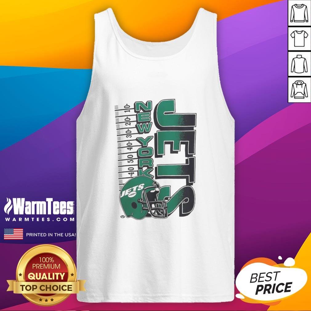 Premium New York Jets NFL 2025 Yardage Helmet vintage tank top in green, perfect for fans and vintage sports apparel enthusiasts.