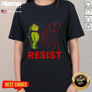 Premium Portland Frog Fck Ice Anti-Trump Ladies Tee featuring a vibrant frog graphic and bold text design.