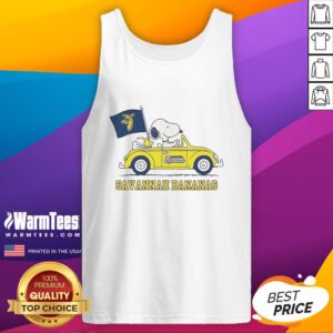 Premium Snoopy and Woodstock baseball lover tank top featuring Peanuts x Savannah Bananas design, perfect for fans.
