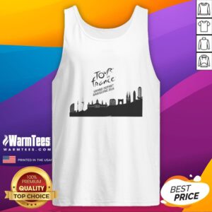 Premium Tour de France Grand Depart Barcelona 2026 Skyline Tank Top featuring iconic city skyline design.