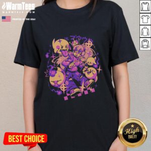 Pretty Ghost Princess Gamer Boo in retro anime style on a vaporwave tee for ladies, perfect for gaming enthusiasts.