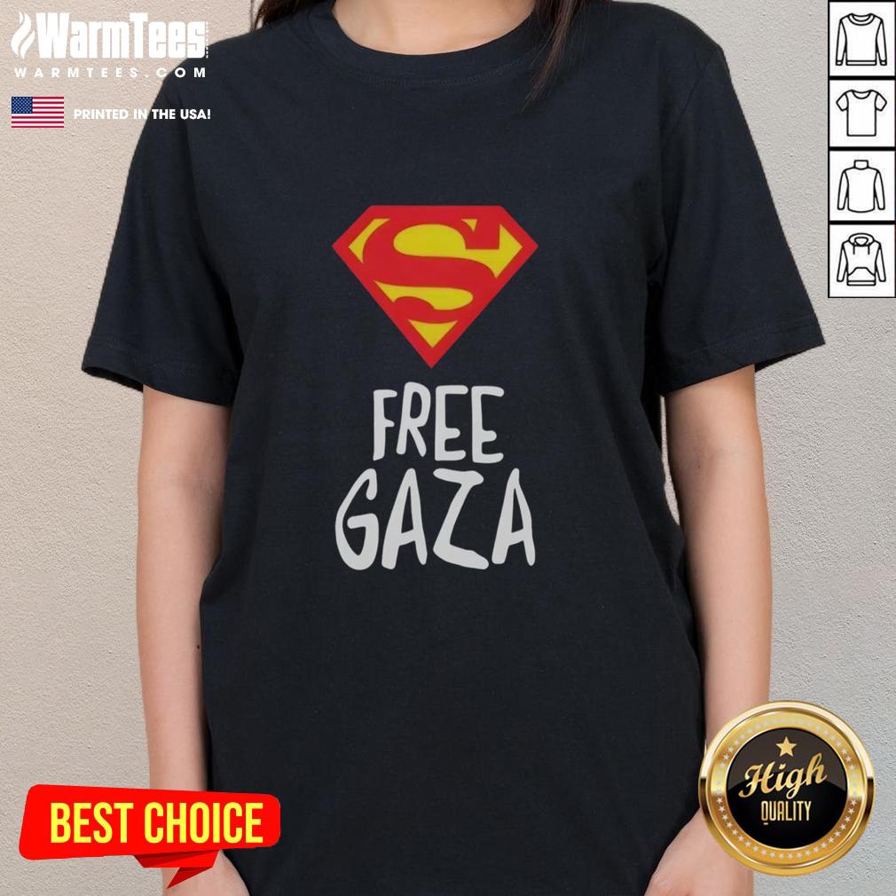 Pretty Superman Free Gaza Ladies Tee in vibrant colors, featuring a stylish design for comfortable casual wear.