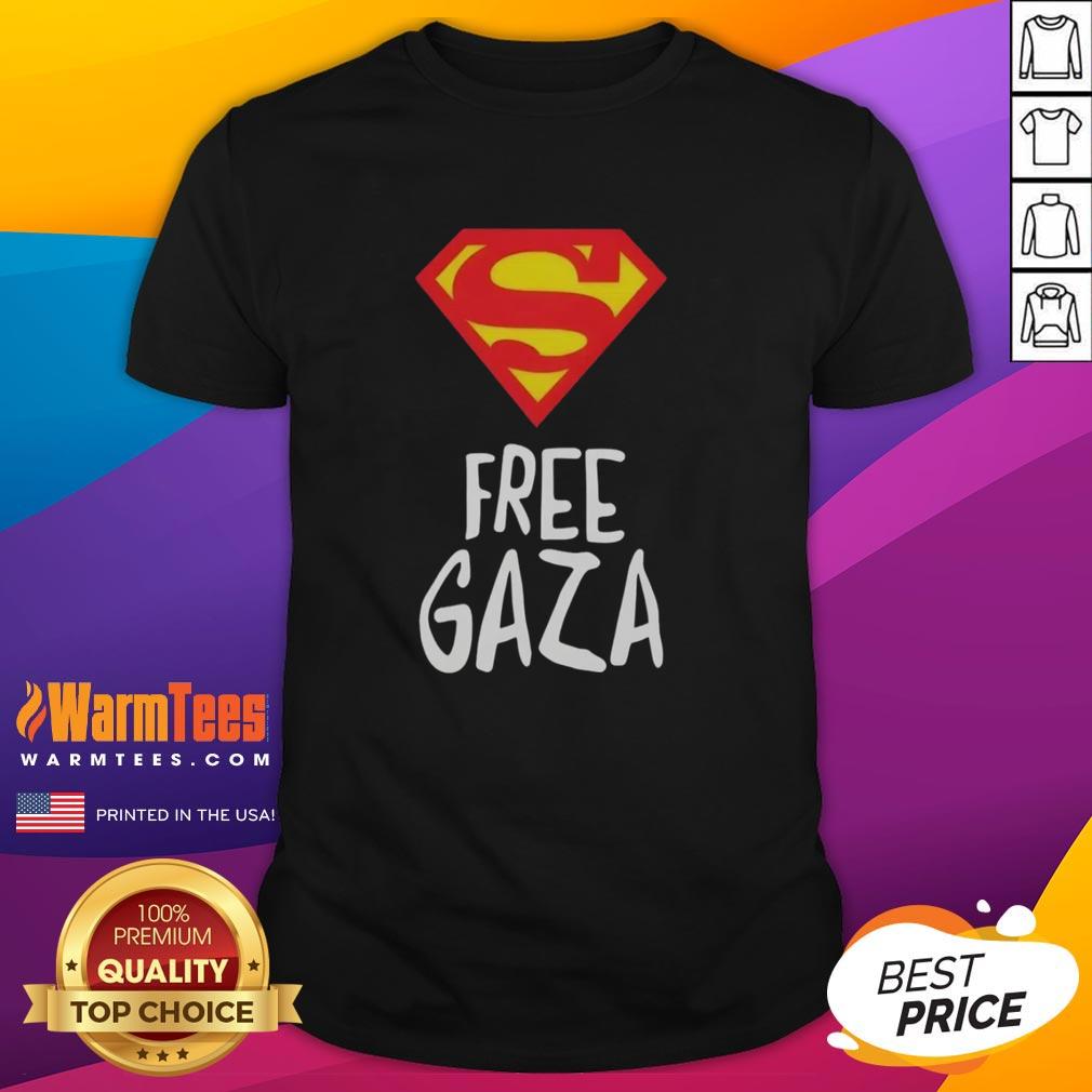 Pretty Superman Free Gaza T-Shirt featuring a bold graphic design supporting Gaza liberation.