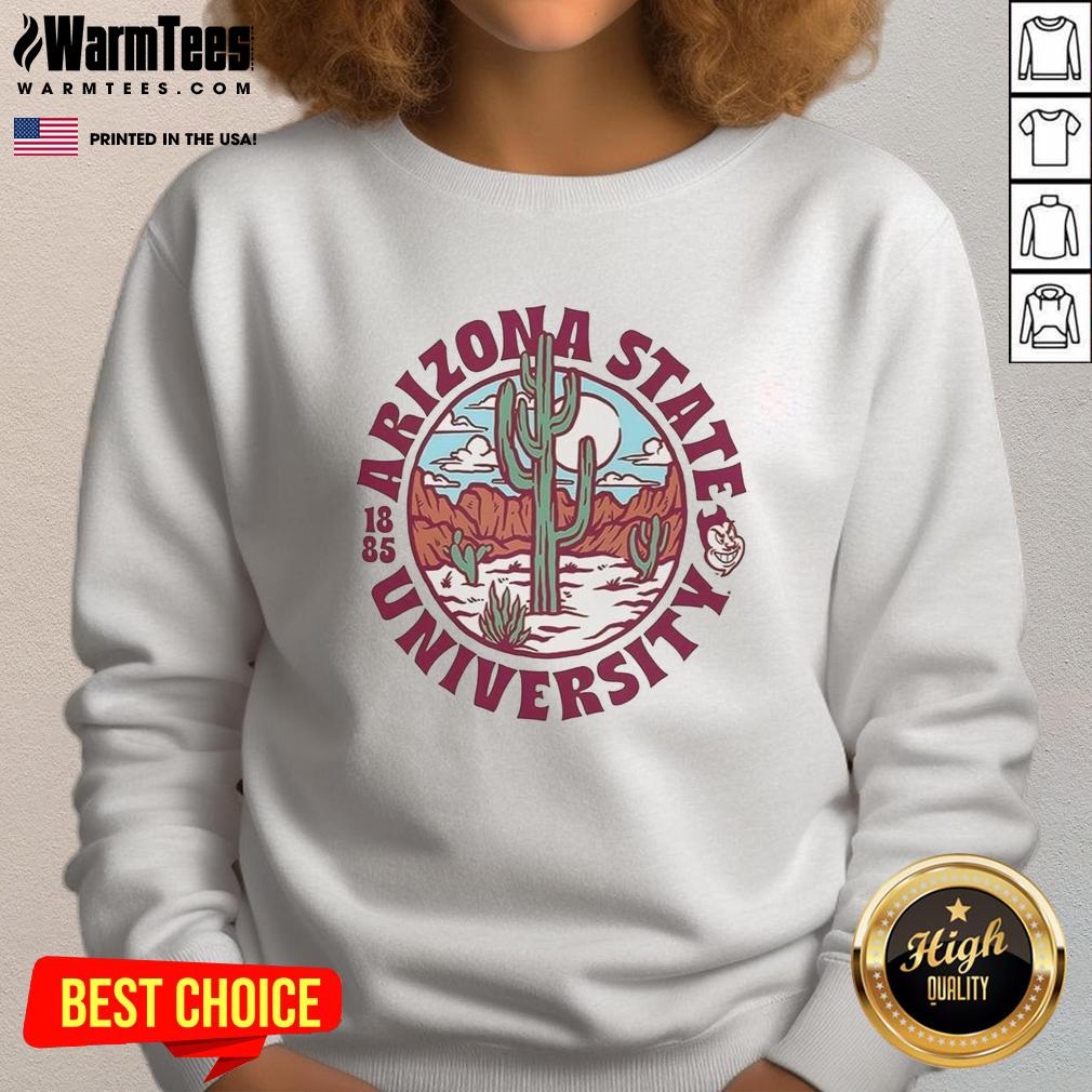 Arizona State Sun Devils football sweatshirt featuring landscape logo, celebrating Arizona State University established 1885.