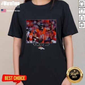 Alt Text: Top Bo Nix Denver Broncos NFL Week 7 2025 Ladies Tee featuring vibrant team colors and stylish design for fans.