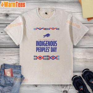 Top Buffalo Bills football players celebrate Indigenous Peoples Day in a stylish washed t-shirt at the game.