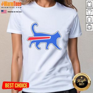Funny football team meme featuring Top Cat Bills on a ladies tee, perfect for sports fans and humor lovers.