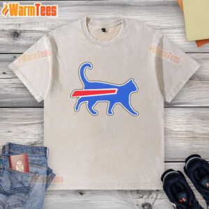 Funny football team meme on a washed t-shirt featuring Top Cat Bills, perfect for sports fans and casual wear.