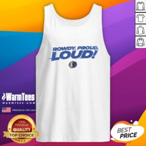 Alt Text: Top Dallas Mavericks Rowdy Proud Loud 2025 Tank Top featuring team colors and logo for fans and summer wear.