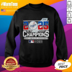 2025 NL Division Series Champion Los Angeles Dodgers sweatshirt celebrating their victory in baseball.