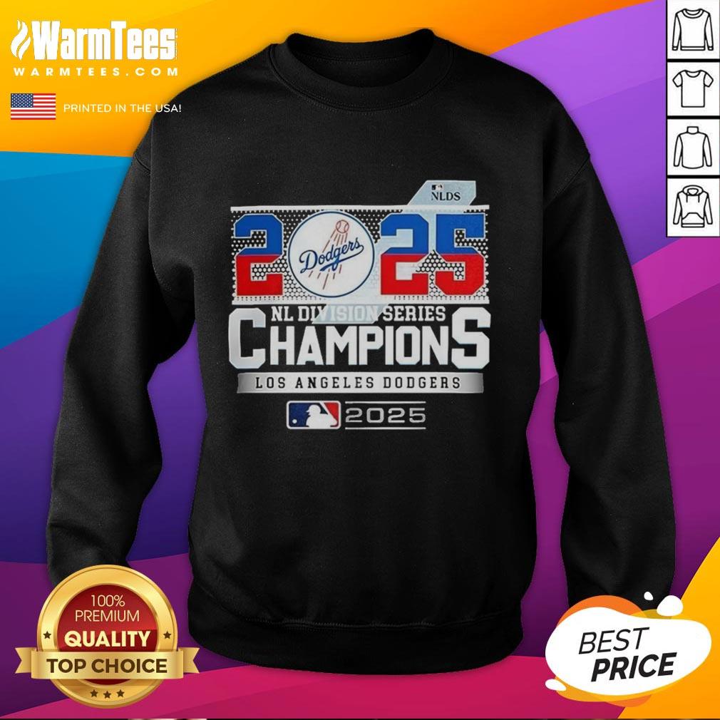 2025 NL Division Series Champion Los Angeles Dodgers sweatshirt celebrating their victory in baseball.