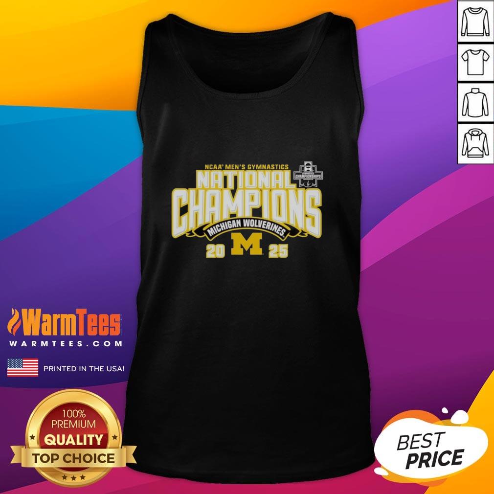 Top Michigan Wolverines 2025 NCAA Men's Gymnastics National Champions tank top showcasing team pride and athletic spirit.