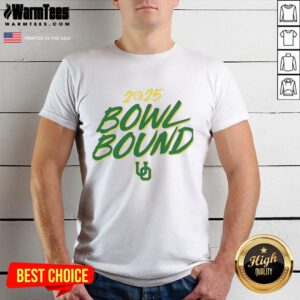 Alt Text: Top Oregon Ducks Bowl Bound 2025 T-Shirt featuring team colors and logo, perfect for fans celebrating the season.