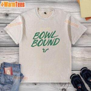 Alt Text: Top South Florida Bulls Bowl Bound 2025 washed t-shirt featuring team logo and vibrant colors, perfect for fans.