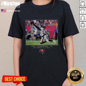 Top Tez Johnson Tampa Bay Buccaneers NFL Week 6 2025 ladies tee featuring vibrant team colors and stylish design.