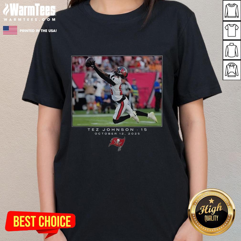 Top Tez Johnson Tampa Bay Buccaneers NFL Week 6 2025 ladies tee featuring vibrant team colors and stylish design.