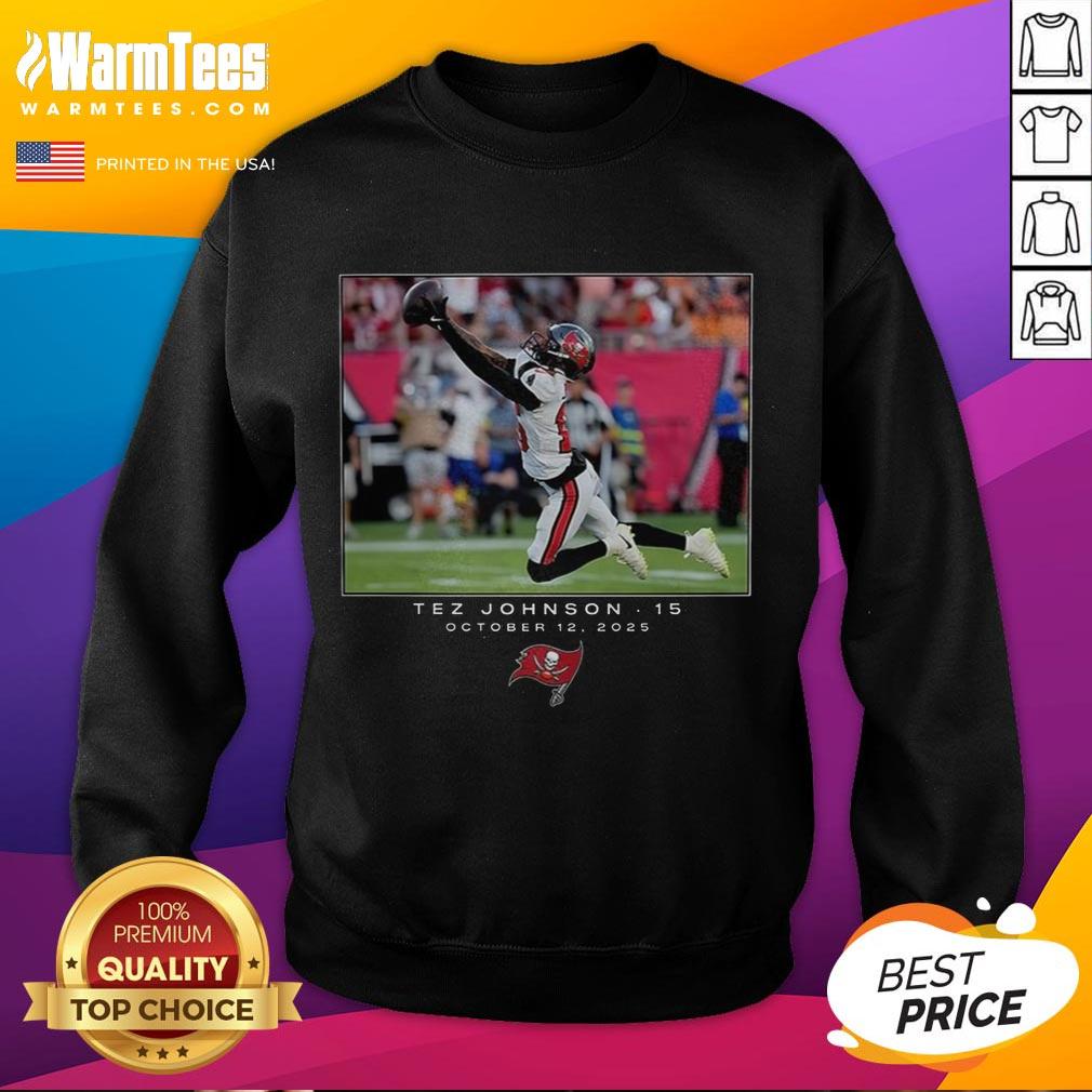 Top Tez Johnson Tampa Bay Buccaneers NFL Week 6 2025 sweatshirt featuring team colors and bold logo design.