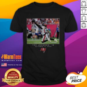 Top Tez Johnson Tampa Bay Buccaneers NFL Week 6 2025 T-Shirt featuring vibrant team colors and logo design.