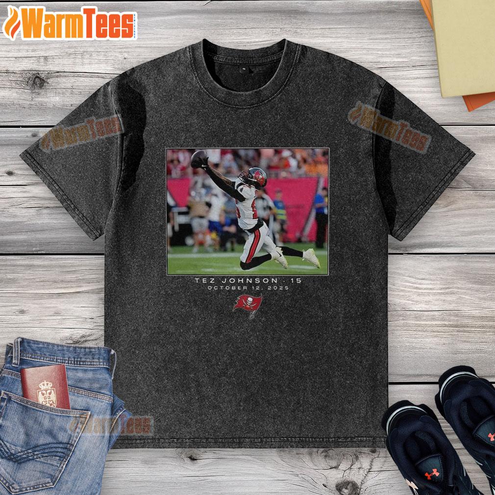 Top Tez Johnson Tampa Bay Buccaneers NFL Week 6 2025 washed t-shirt featuring vibrant team colors and logo design.