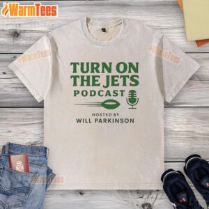 Top Turn On The Jets Podcast washed t-shirt featuring a vintage design in soft fabric, perfect for fans and casual wear.