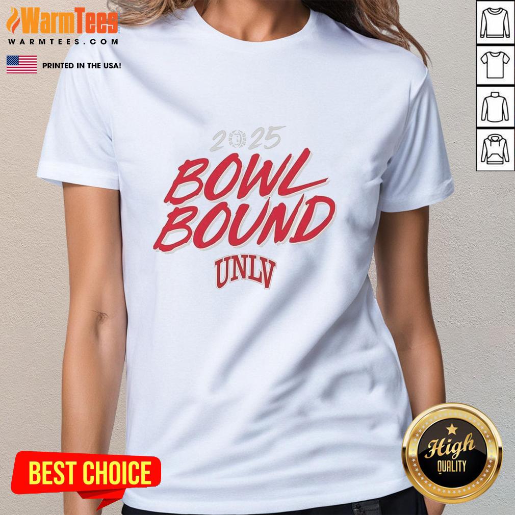 Alt Text: Top UNLV Rebels Football 2025 Bowl Bound ladies tee featuring vibrant team colors and logo, perfect for fans.