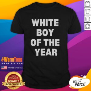 Alt Text: Top White Boy Of The Year 2025 T-Shirt featuring bold graphics and a modern design for trendy youth fashion.