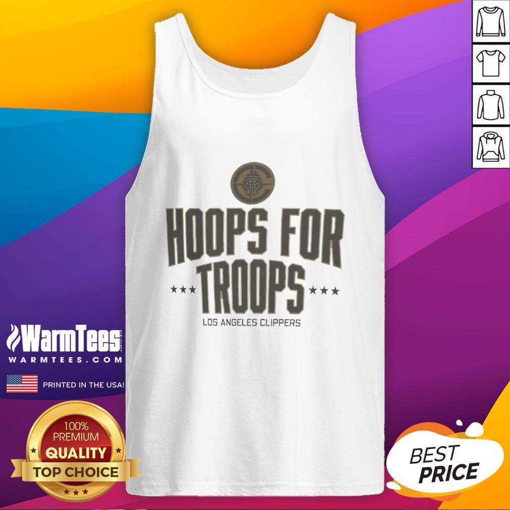 Awesome Hoops For Troops LA Clippers basketball tank top featuring team logo and vibrant colors, perfect for fans.