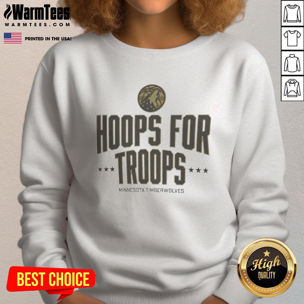 Awesome Hoops for Troops Minnesota Timberwolves basketball sweatshirt in navy blue, featuring the team logo and cozy design.