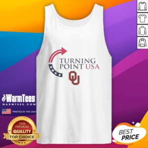 Alt Text: Awesome Oklahoma Sooners X Freedom Turning Point USA Charlie Kirk tank top featuring bold graphics and vibrant colors.