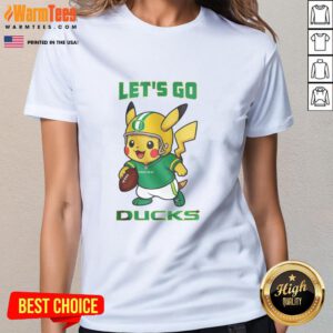 Awesome Oregon Ducks X Pikachu Let's Go Ladies Tee featuring vibrant graphics and a stylish design for fans.