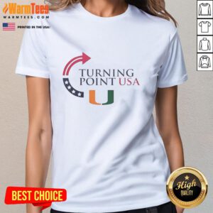Good Miami Hurricanes X Freedom Turning Point USA Charlie Kirk ladies tee showcasing vibrant team spirit and style.