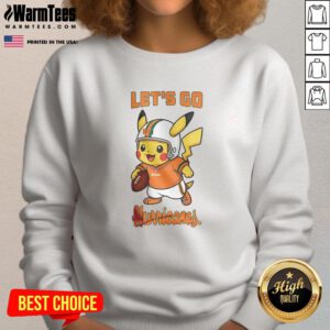 Good Miami Hurricanes X Pikachu Let's Go sweatshirt featuring vibrant colors and a fun design, perfect for fans and gamers.