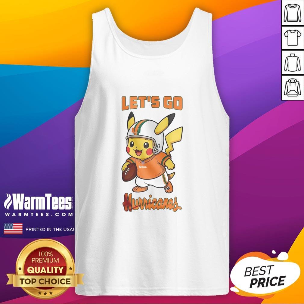 Good Miami Hurricanes X Pikachu Let's Go tank top featuring vibrant colors and a playful design for fans and gamers.