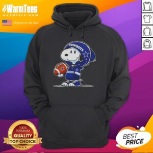 Snoopy wearing a Dallas Cowboys hoodie, smiling at fans, embodies the spirit of good peanuts and team pride.